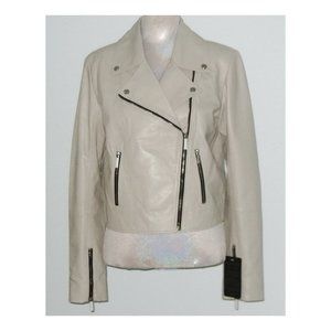 NWT Bod & Christensen ALINA-S Leather BIKER / MOTO Jacket XL Gray MSRP $595